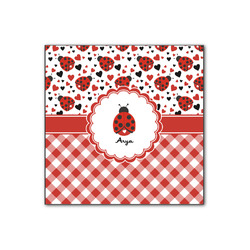 Ladybugs & Gingham Wood Print - 12x12 (Personalized)