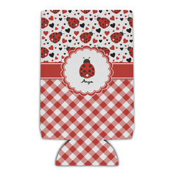 Ladybugs & Gingham Can Cooler (16 oz) (Personalized)