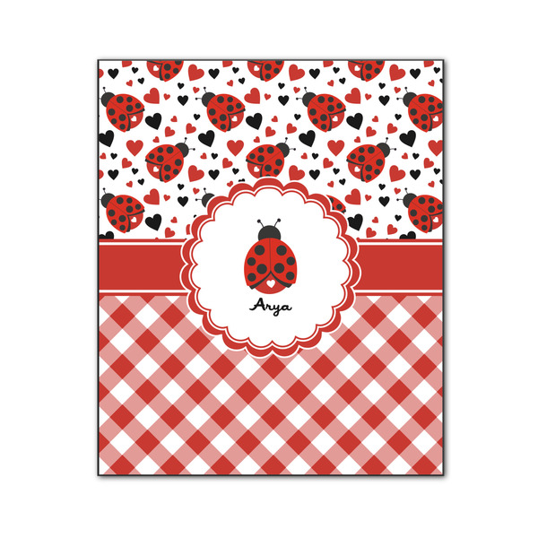 Custom Ladybugs & Gingham Wood Print - 20x24 (Personalized)