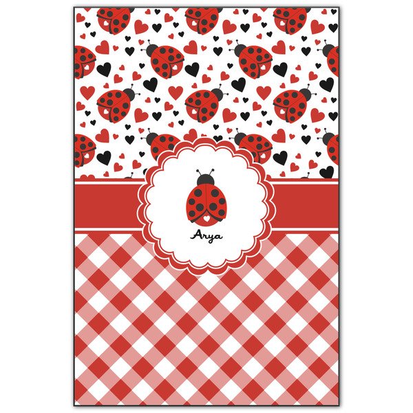 Custom Ladybugs & Gingham Wood Print - 20x30 (Personalized)