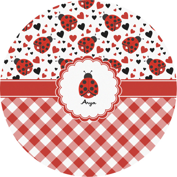 Custom Ladybugs & Gingham Multipurpose Round Labels - Custom Sized (Personalized)