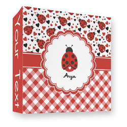 Ladybugs & Gingham 3 Ring Binder - Full Wrap - 3" (Personalized)