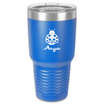 Ladybugs & Gingham 30 oz Stainless Steel Tumbler - Royal Blue - Single-Sided (Personalized)