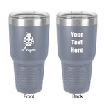 Ladybugs & Gingham 30 oz Stainless Steel Tumbler - Grey - Double-Sided (Personalized)