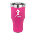 Ladybugs & Gingham 30 oz Stainless Steel Tumbler - Pink - Single Sided (Personalized)