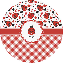 Ladybugs & Gingham Multipurpose Round Labels - 5" (Personalized)