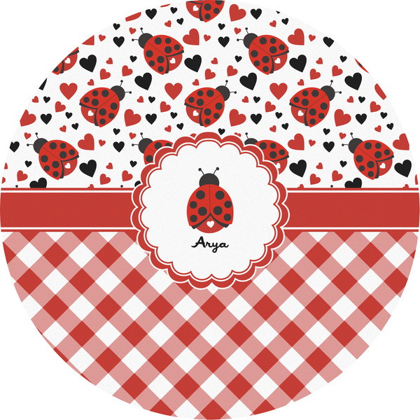 Custom Ladybugs & Gingham Multipurpose Round Labels - 5" (Personalized)