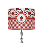 Ladybugs & Gingham 8" Drum Lamp Shade - Poly-film (Personalized)