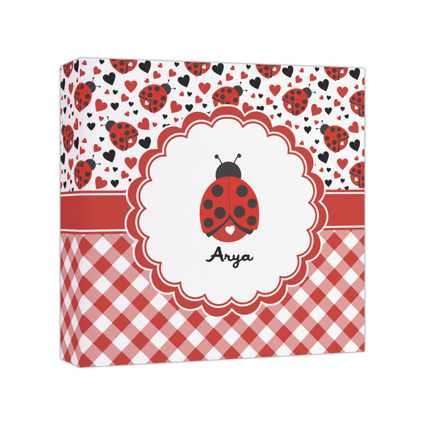 Custom Ladybugs & Gingham Canvas Print - 8x8 (Personalized)