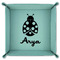 Ladybugs & Gingham 9" x 9" Teal Leatherette Snap Up Tray - FOLDED