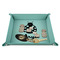 Ladybugs & Gingham 9" x 9" Teal Leatherette Snap Up Tray - STYLED