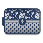 Ladybugs & Gingham Aluminum Baking Pan with Navy Lid (Personalized)