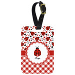 Ladybugs & Gingham Metal Luggage Tag w/ Name or Text