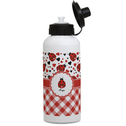 Ladybugs & Gingham Water Bottles - Aluminum - 20 oz - White (Personalized)