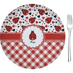 Ladybugs & Gingham Glass Appetizer / Dessert Plate 8" (Personalized)