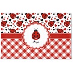 Ladybugs & Gingham Woven Mat (Personalized)