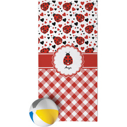 Ladybugs & Gingham Beach Towel (Personalized)