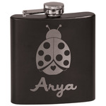 Ladybugs & Gingham Black Flask Set (Personalized)