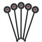 Ladybugs & Gingham Black Plastic 5.5" Stir Stick - Round - Fan View