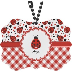 Ladybugs & Gingham Rear View Mirror Decor (Personalized)