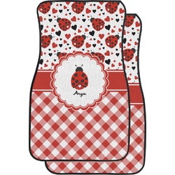 Ladybugs & Gingham Car Floor Mats (Front Seat) (Personalized)