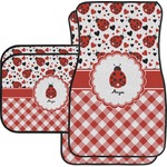 Ladybugs & Gingham Car Floor Mats Set - 2 Front & 2 Back (Personalized)