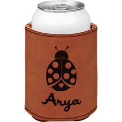 Ladybugs & Gingham Leatherette Can Sleeve - Double Sided (Personalized)