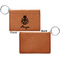 Ladybugs & Gingham Cognac Leatherette Keychain ID Holders - Front Apvl