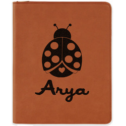 Ladybugs & Gingham Leatherette Zipper Portfolio with Notepad - Double Sided (Personalized)