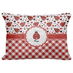 Ladybugs & Gingham Decorative Baby Pillowcase - 16"x12" (Personalized)