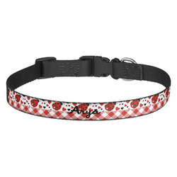 Ladybugs & Gingham Dog Collar - Medium (Personalized)