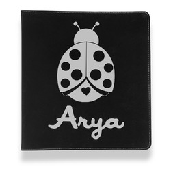 Ladybugs & Gingham Leather Binder - 1" - Black (Personalized)