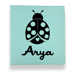 Ladybugs & Gingham Leather Binder - 1" - Teal (Personalized)