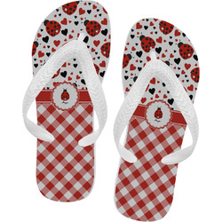 Ladybugs & Gingham Flip Flops - Small (Personalized)