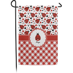 Ladybugs & Gingham Small Garden Flag - Single Sided w/ Name or Text