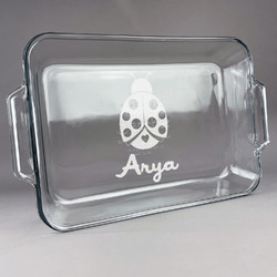 Ladybugs & Gingham Glass Baking Dish with Truefit Lid - 13in x 9in (Personalized)