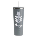 Ladybugs & Gingham RTIC Everyday Tumbler with Straw - 28oz - Grey - Single-Sided (Personalized)