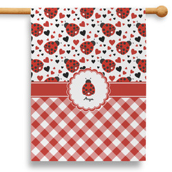 Ladybugs & Gingham 28" House Flag - Single Sided (Personalized)