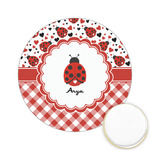 Ladybugs & Gingham Printed Cookie Topper - 2.15" (Personalized)