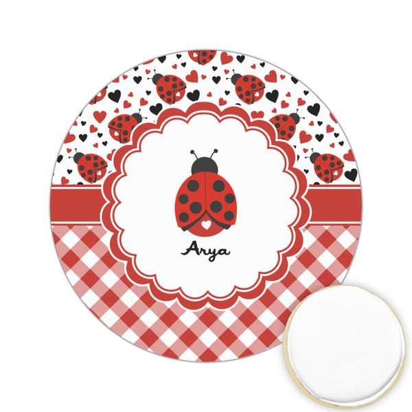 Custom Ladybugs & Gingham Printed Cookie Topper - 2.15" (Personalized)