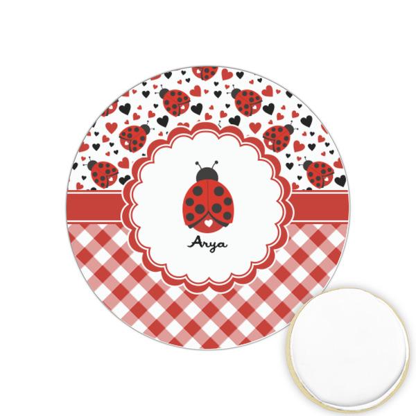 Custom Ladybugs & Gingham Printed Cookie Topper - 1.25" (Personalized)