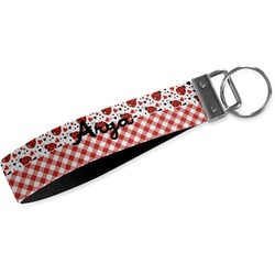 Ladybugs & Gingham Webbing Keychain Fob - Large (Personalized)