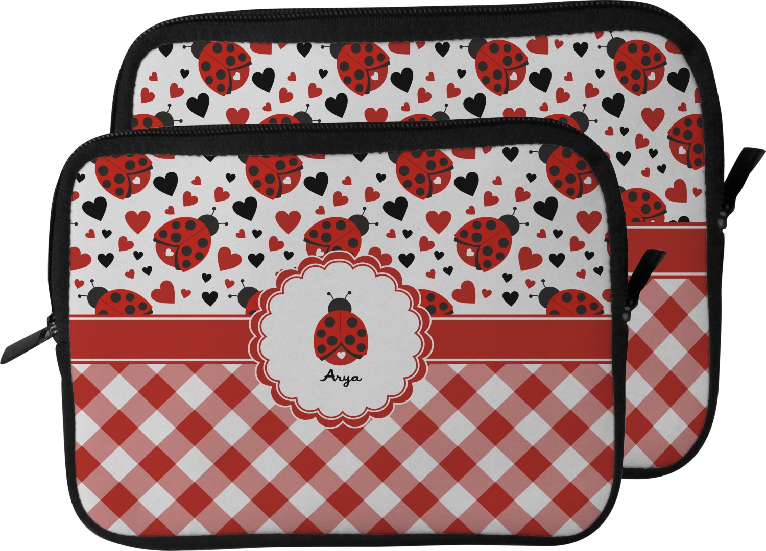 Ladybugs & Gingham Design Custom Laptop Sleeve / Case