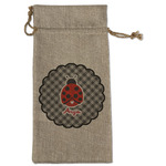 Ladybugs & Gingham Large Burlap Gift Bag - Front (Personalized)