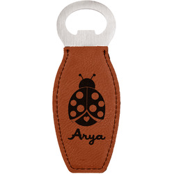 Ladybugs & Gingham Leatherette Bottle Opener - Double Sided (Personalized)