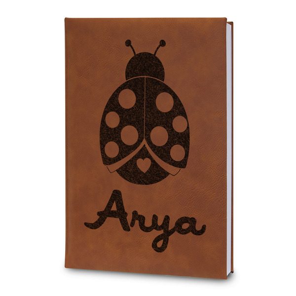 Custom Ladybugs & Gingham Leatherette Journal - Large - Double Sided (Personalized)