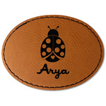 Ladybugs & Gingham Faux Leather Iron On Patch - Oval (Personalized)