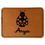 Ladybugs & Gingham Faux Leather Iron On Patch - Rectangle (Personalized)