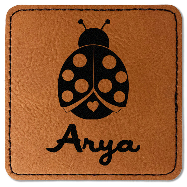 Custom Ladybugs & Gingham Faux Leather Iron On Patch - Square (Personalized)