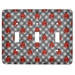 Ladybugs & Gingham Light Switch Cover (3 Toggle Plate)